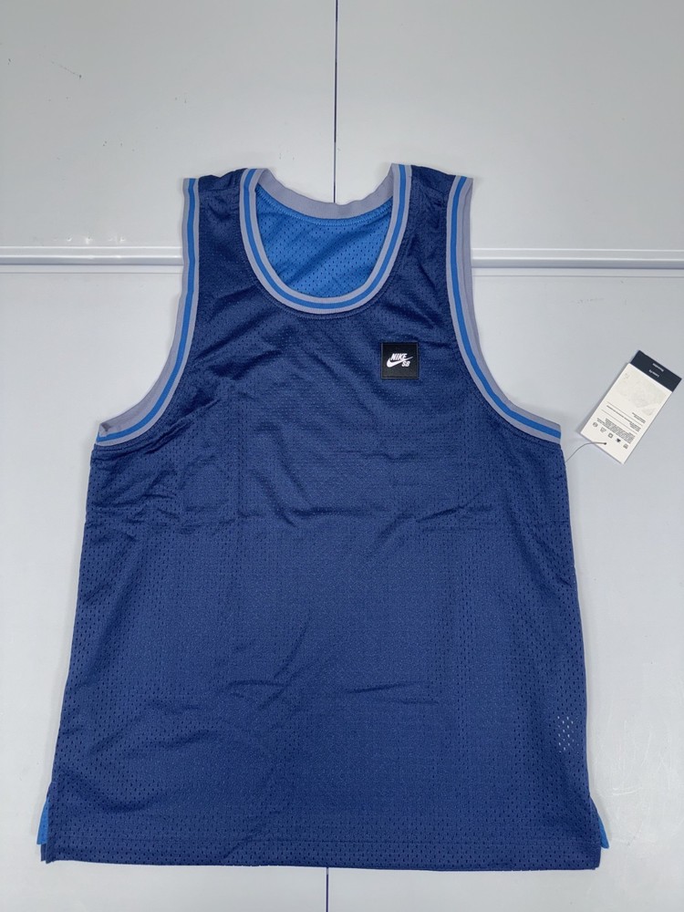 NIKE SB Basketball Jersey Top Men's Blue Gray Reversible Mesh Pick Size FN2597