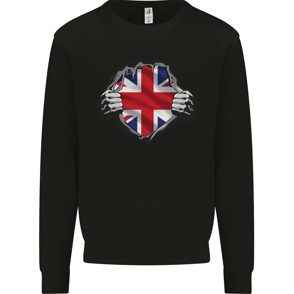 Ripped Union Jack British UK Flag Gym Sweatshirt for Men