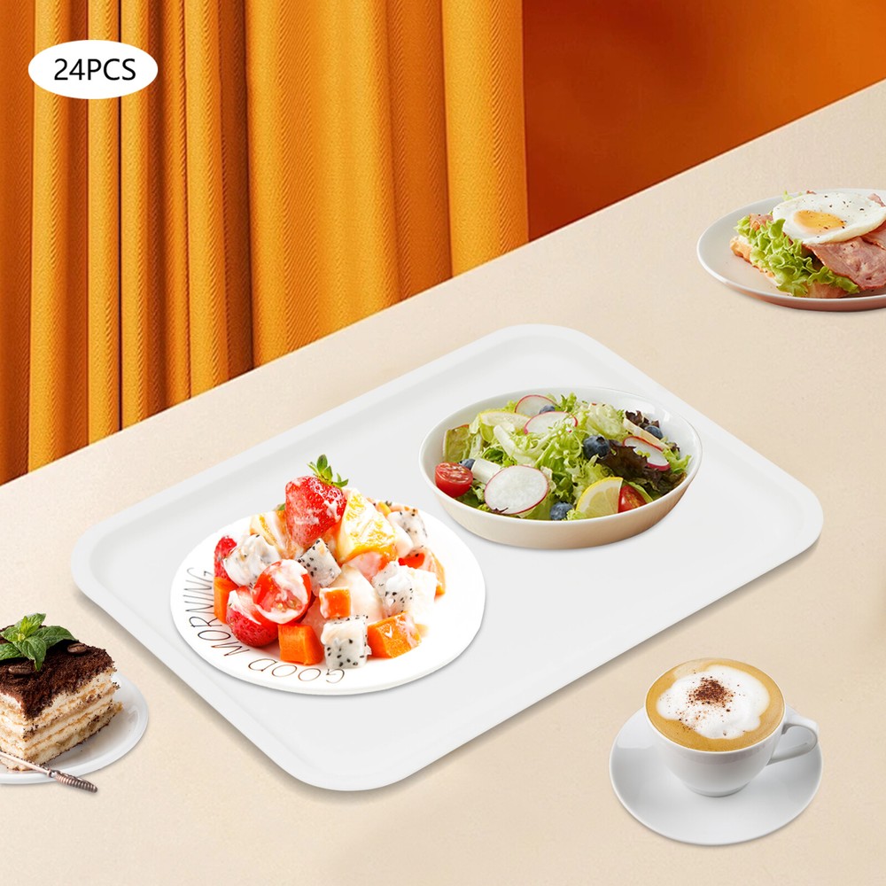 Reusable 13.39x9.45in White Fast Food Serving Tray Multi-Purpose