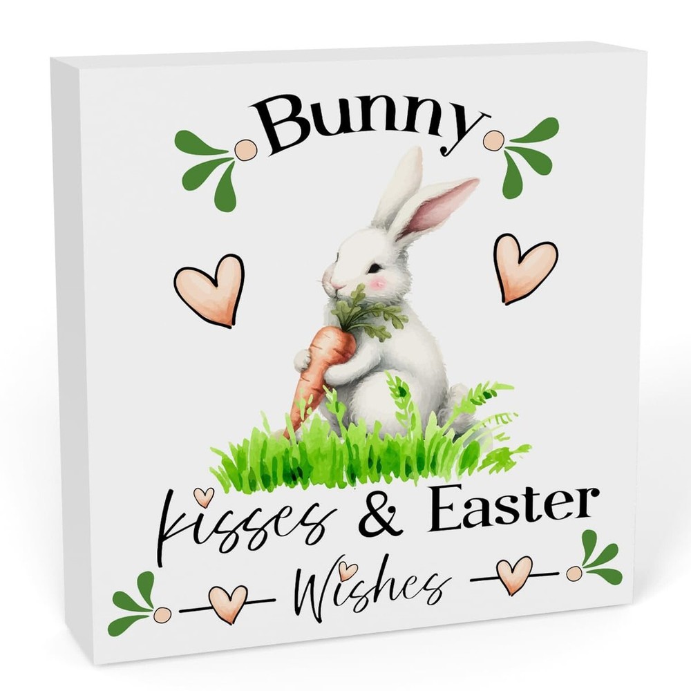 Rustic Farmhouse Bunny Easter Decorations Spring Country Home Office Desk Dec...