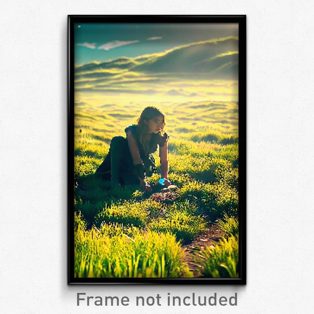 Pixel Art Poster - Vibrating Grassland (8 Bit Psychedelic Video Game Print)