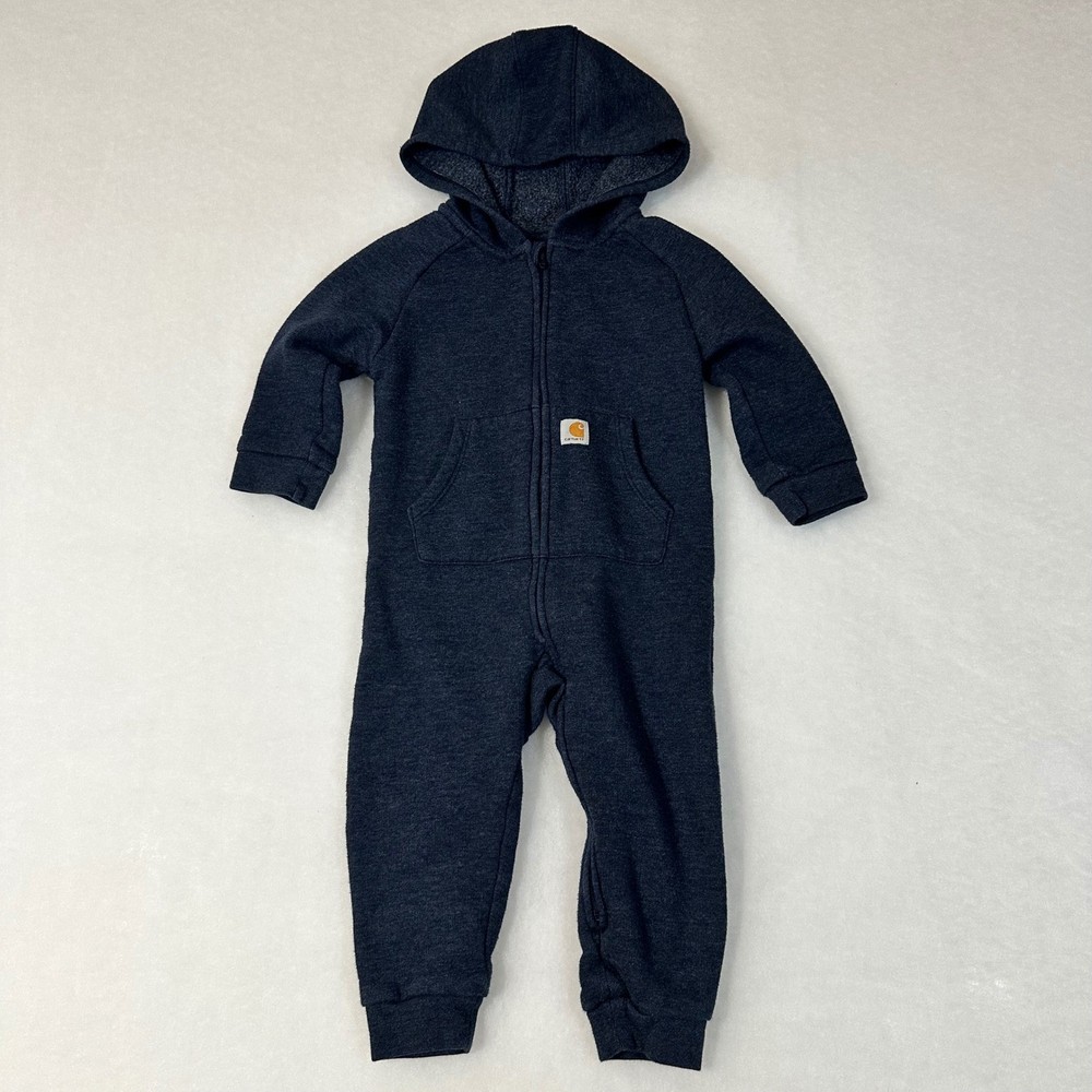 Carhartt Baby Boys 12M Fleece Hooded Coverall Dark Heather Grey OX8706-B