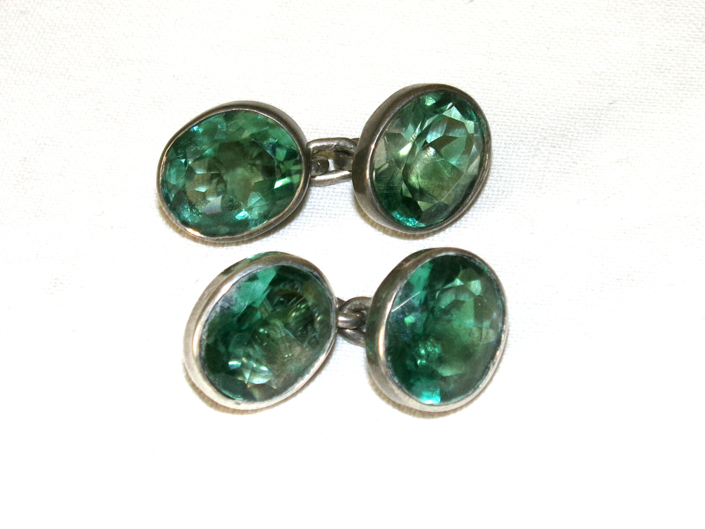 Elegant 925 Silver Cufflinks with Sparkling Faceted Gemstones  