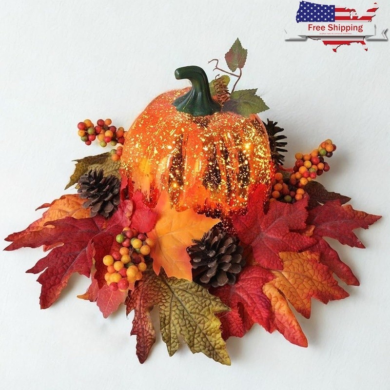 Lighted Plastic Pumpkin Fall Decor LED Harvest Centerpiece Autumn Decoration New