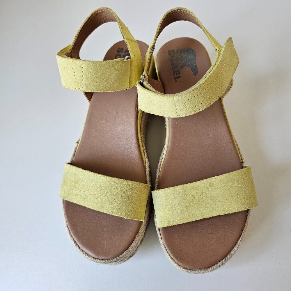 Sorel Cameron Yellow Flatform Sandal Women Size 7.5 US