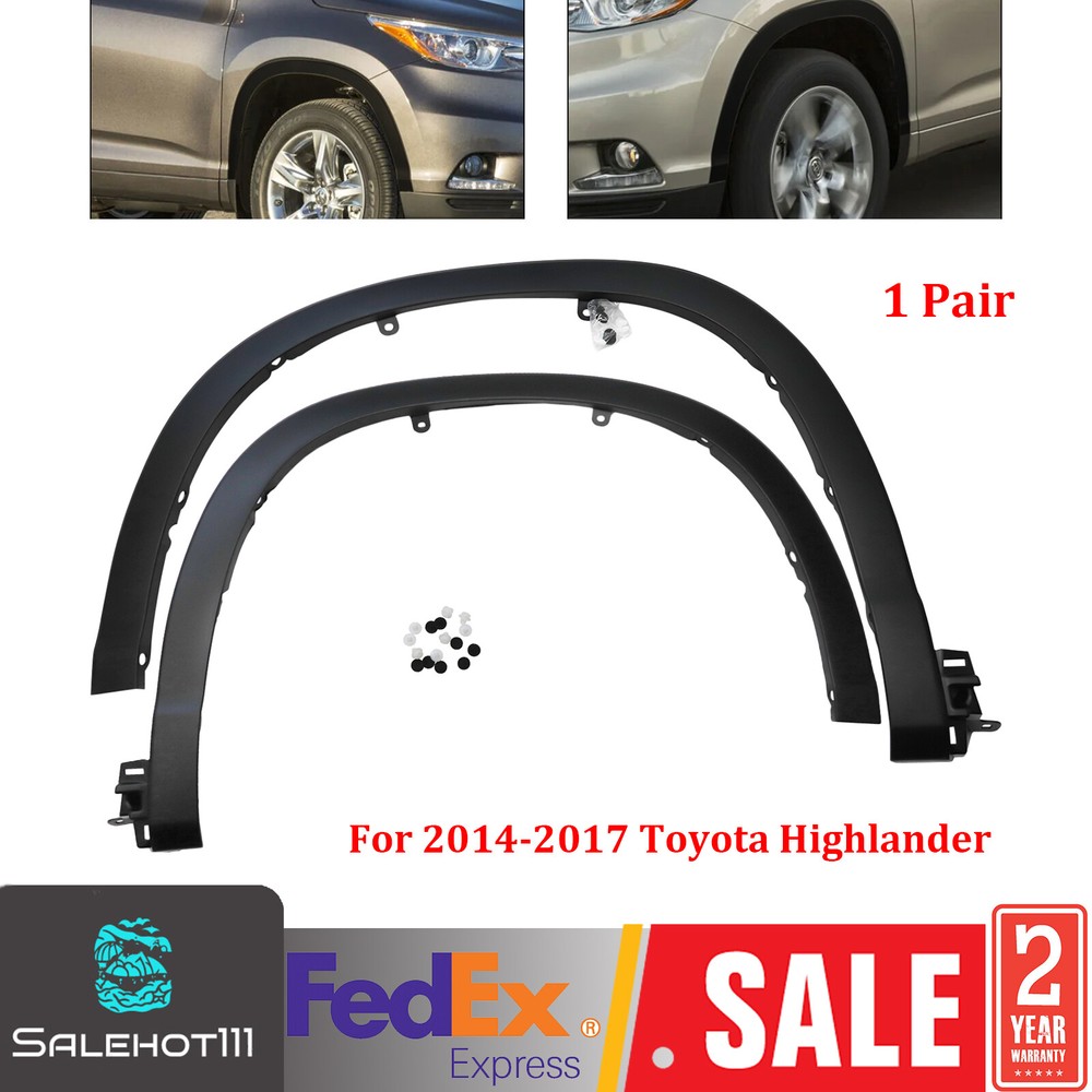 Front Fender Flare Molding Trim Fits 2014-2017 Toyota Highlander Right+Left Side