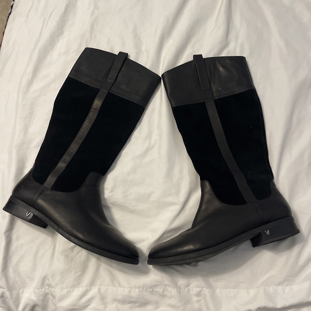 Vionic Downing Writer Lined Black Suede Knee High Tall Riding Boots Size 9