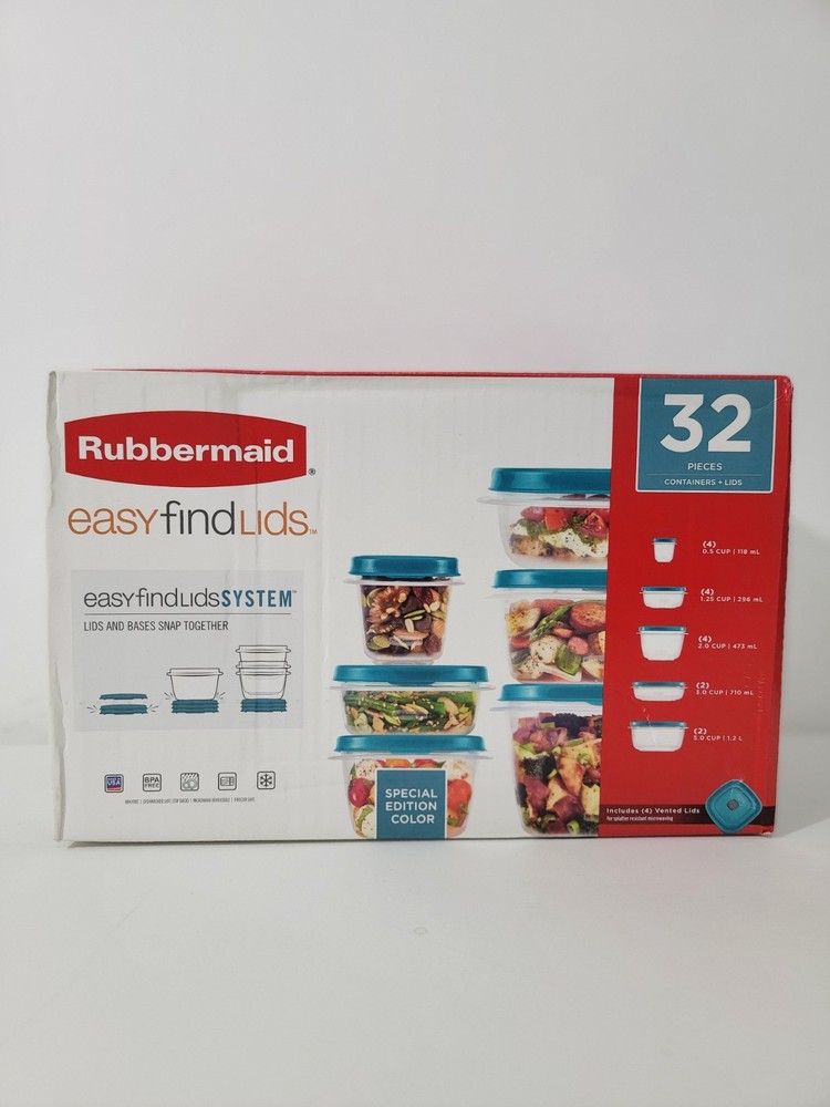 Rubbermaid Easy Find Lids and Containers 32 Pieces Special Edition Color Teal