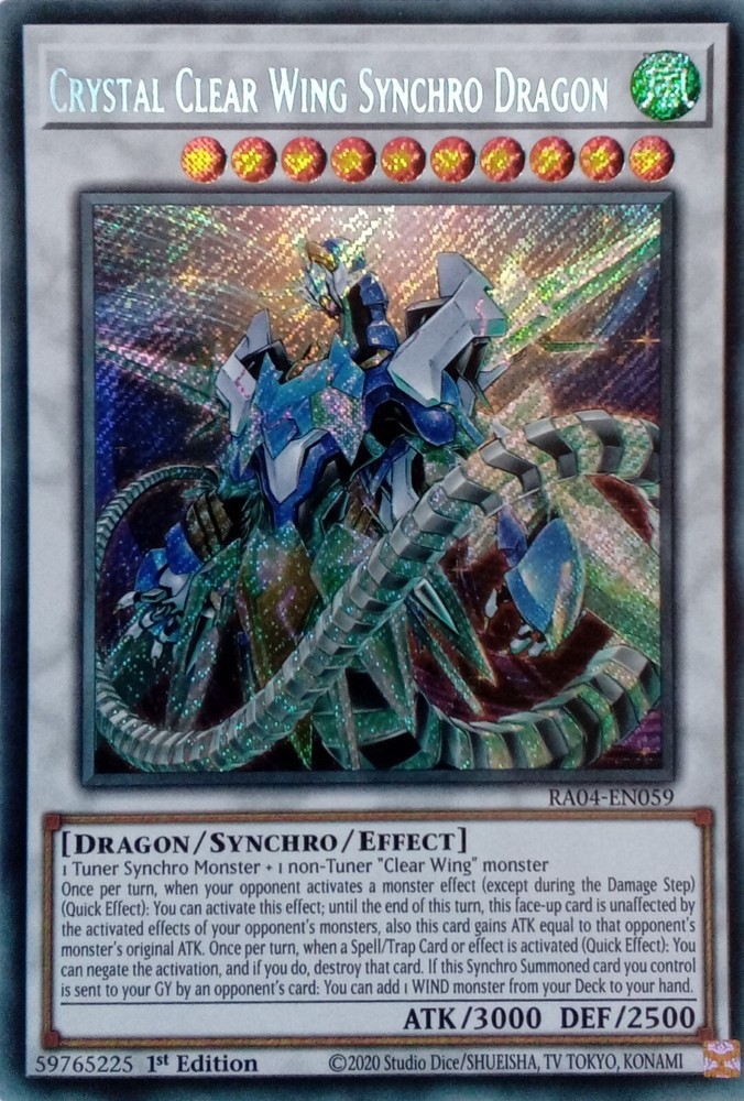 Crystal Clear Wing Synchro Dragon Secret Rare 1st Edition YuGiOh Card RA04-EN059