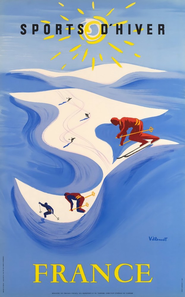 Sports D Hiver France Winter Sports Ski Skiing Vintage Travel Poster Print