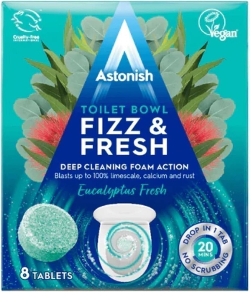 Astonish Foaming Eucalyptus Fresh Fizz & Fresh Bathroom Toilet Bowl Cleaner -...