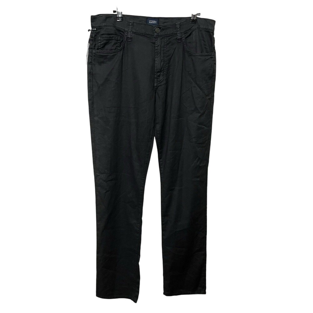 NEW Citizens Of Humanity Gage Slim Straight Stretch Linen Washed Black Size 32