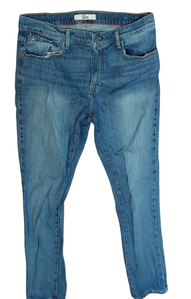 Tommy Hilfiger Womens Blue Denim Straight Leg Jeans 36x34