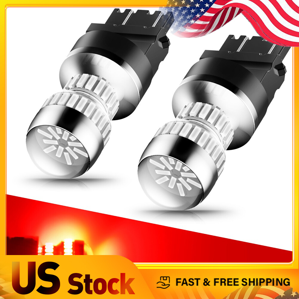 2X AUXITO 3157 3156 4057 LED Tail Brake Signal Bulb in Bright Red 54H