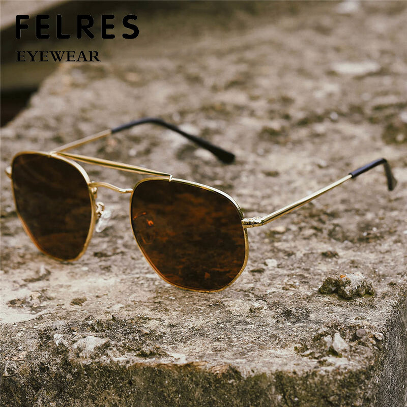 Metal Polygon Polarized Sunglasses Men Outdoor Driving Party Shade Glasses UV400