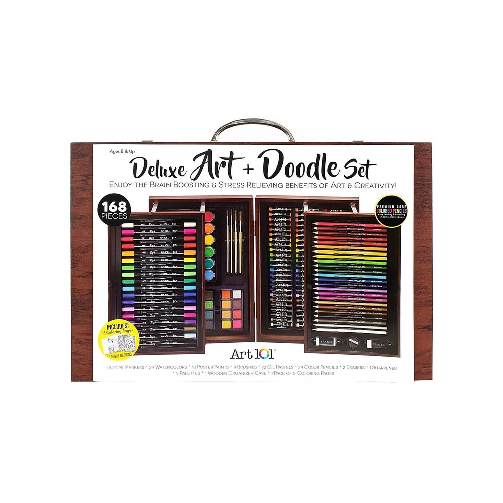 Art 101 Deluxe Art and Doodle Art Set, Assorted Colors, 168 Pieces (53168)