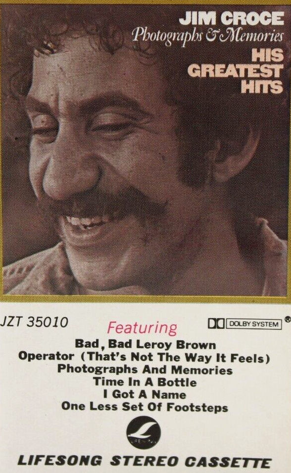 VINTAGE JIM CROCE PHOTOGRAPHS AND MEMORIES HIS GREATEST HITS 1985 CASSETTE TAPE