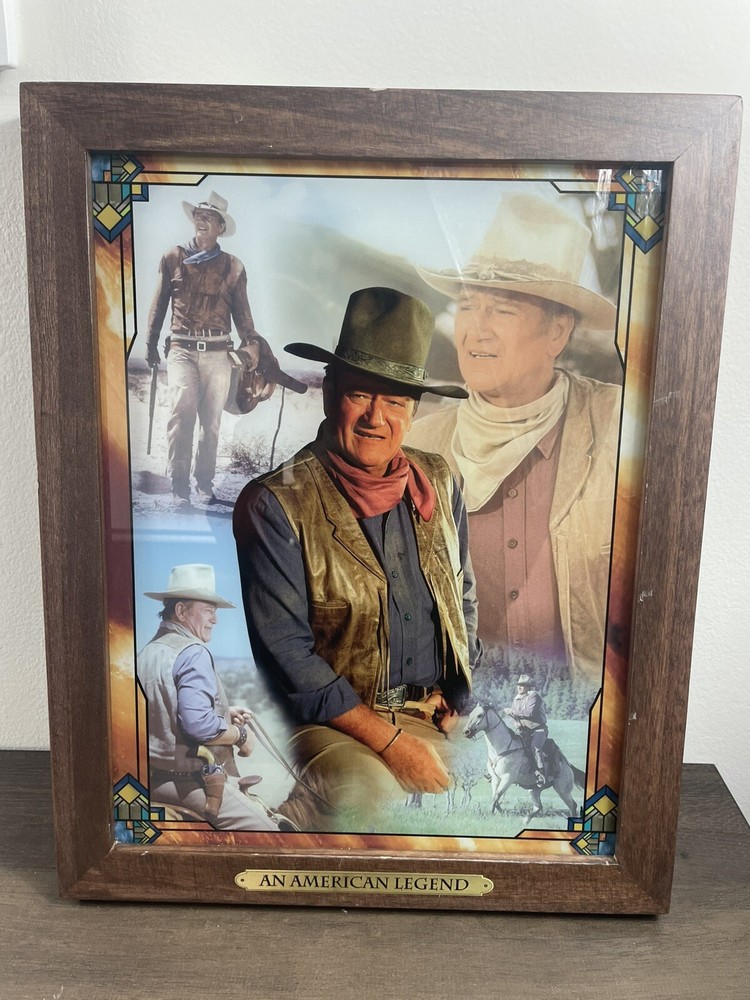 John Wayne Self-Illuminating Stained Glass Panel 20 Inch by Bradford Exchange