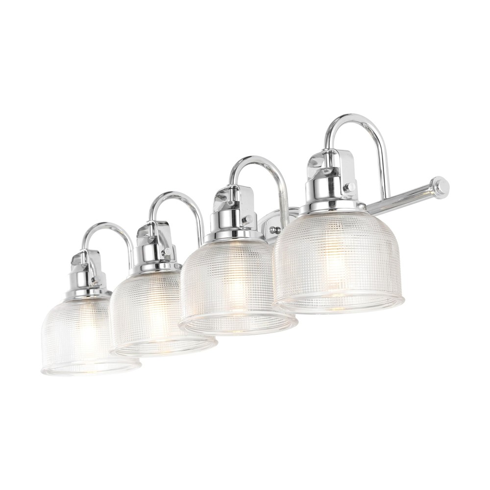 Jonathan Y Virginia 30-Inch 4-Light Chrome LED Vanity Light with Glass