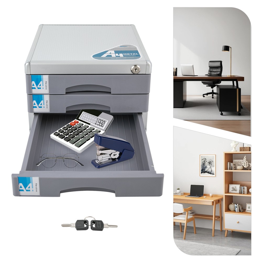 Lockable Desktop Drawer Organizer with Removable Labels for Files & Documents