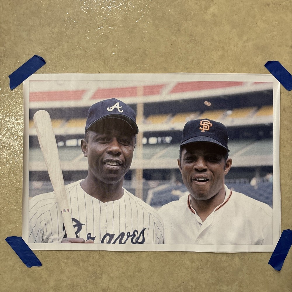 Hank Aaron - Willie Mays MLB Baseball ✅ Poster Canvas Wall Art Man Cave ✅12x18”