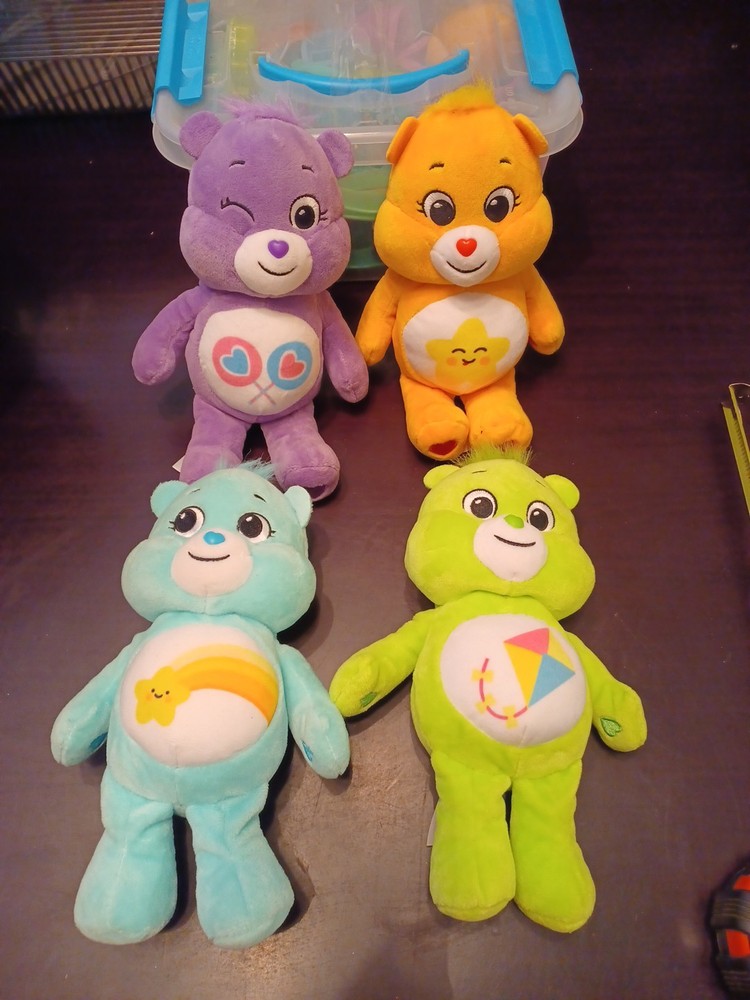 Care Bears Lot Of 4 Purple Green Blue Yellow 2021 Stuffed Animals