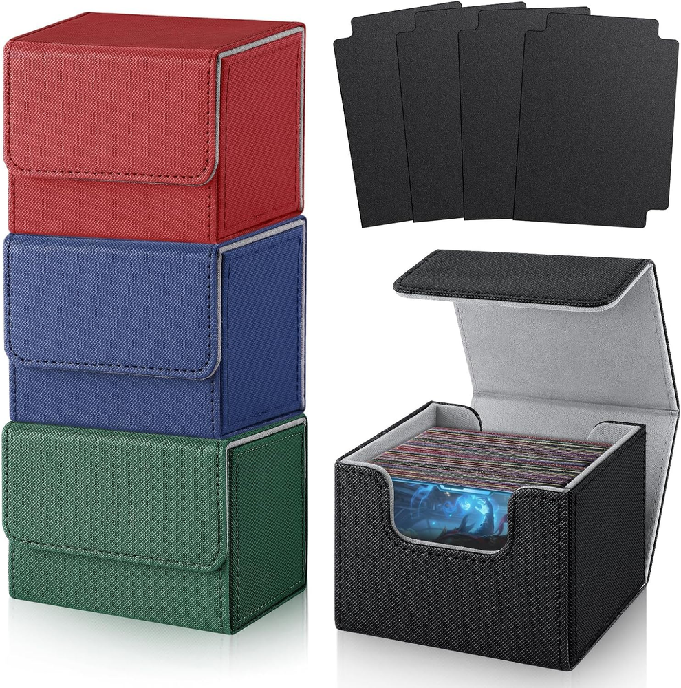 Card Deck Boxs Fit for MTG Deck Box with Black Card Dividers, 4 Pack Horizontal