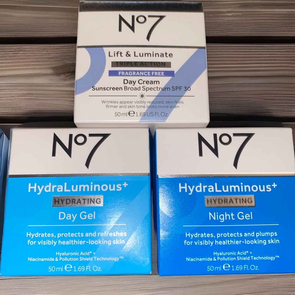 No7 HydraLuminous+ Hydrating Day Gel,Night Gel And Lift & laminate Triple Action