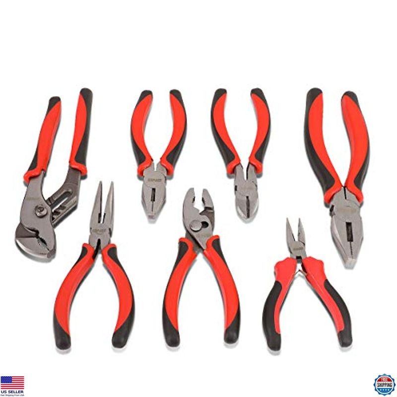 7-Piece Pliers Set - Durable Hand Tools with Milled Teeth & Hot-Riveted Joint
