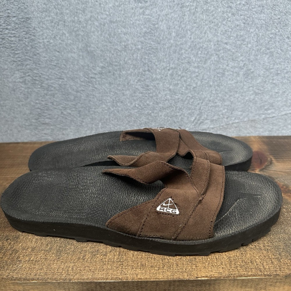 Nike ACG Grind Slide Men Size 12 Sport Sandals Brown Black Slip-On