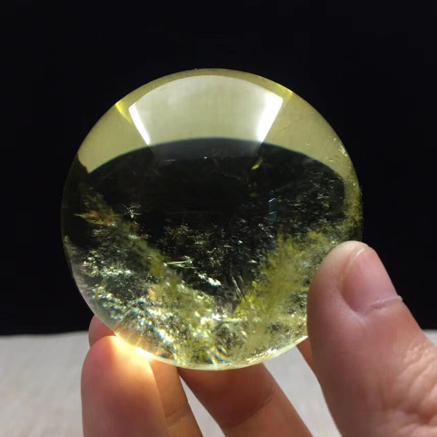 53mm AAA+ Natural Citrine Quartz Sphere Rainbow Crystal for Reiki Healing 210g