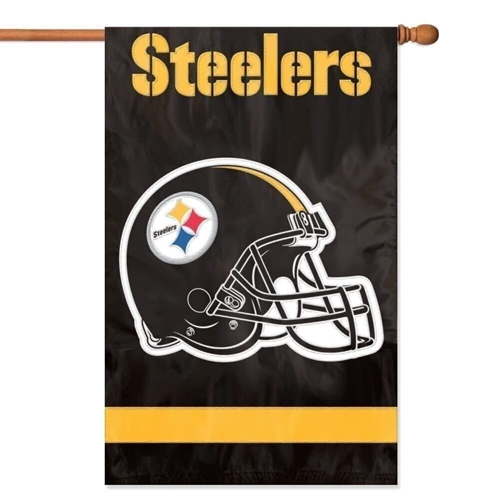 Pittsburgh Steelers NFL Party Banner Black 44x28 Inches Team Spirit Flag