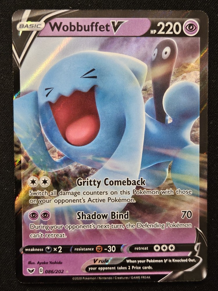Wobbuffet V 086/202 Sword & Shield Extended Art Ultra Rare Holo Pokémon 2020 NM
