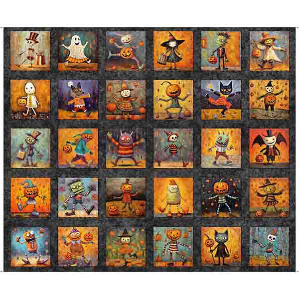 35-inch Halloween Fabric Panel QT Creepin It Real Spooky Costume Monster Block