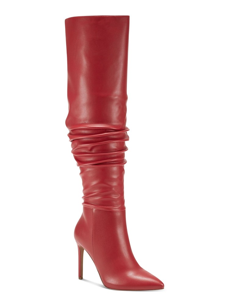 INC Womens Red Slouch Iyonna Pointed Toe Stiletto Zip-Up Dress Boots 6.5 M