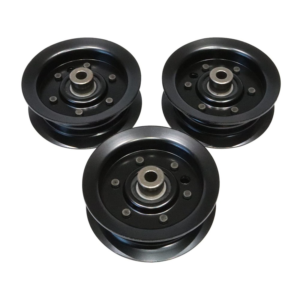 3PCS Black Flat Idler Pulley for Exmark Toro 50 & 54-Inch Deck Models