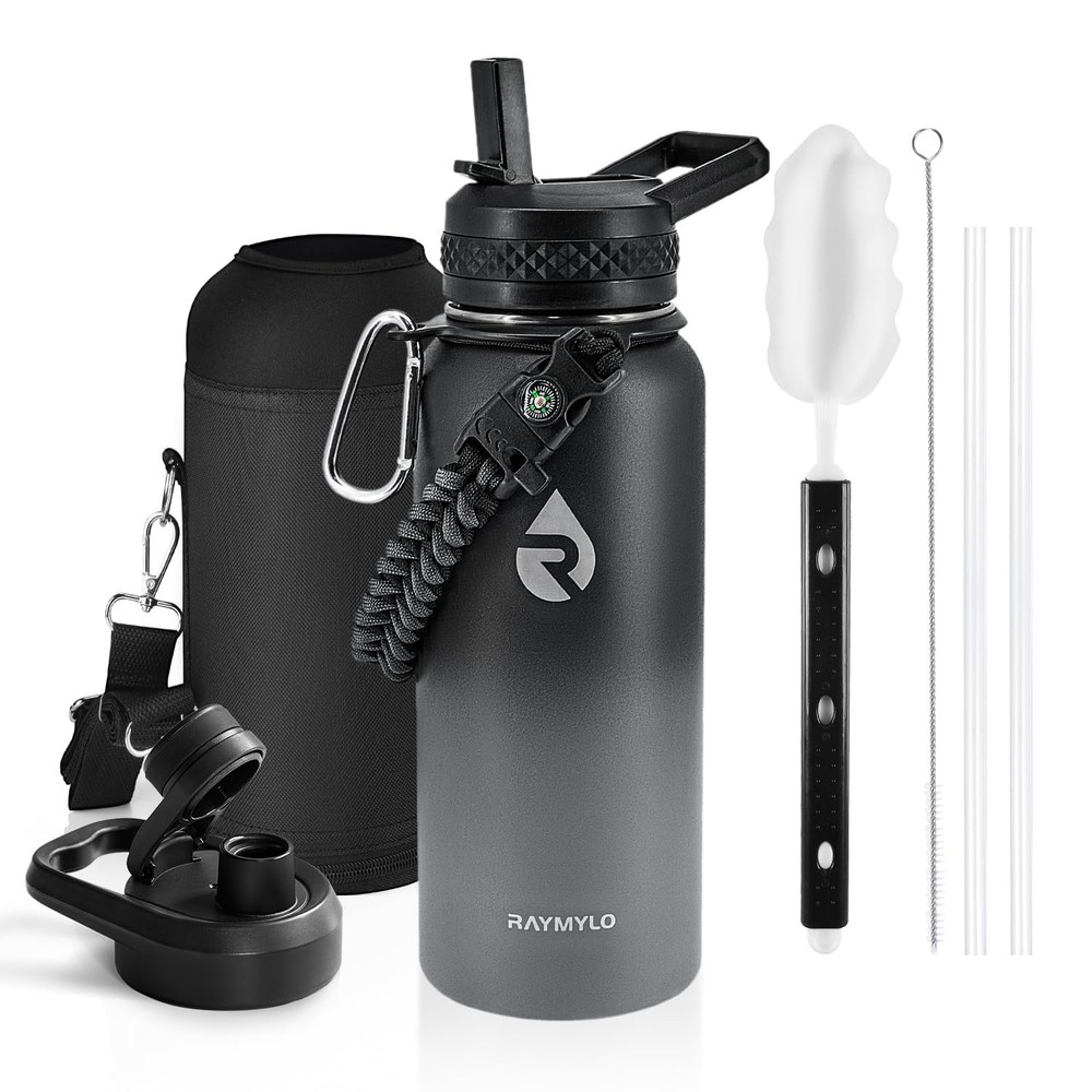 RAYMYLO Insulated Water Bottle 32 oz, Triple Wall Vacuum 32 Ounces, Dark Gray