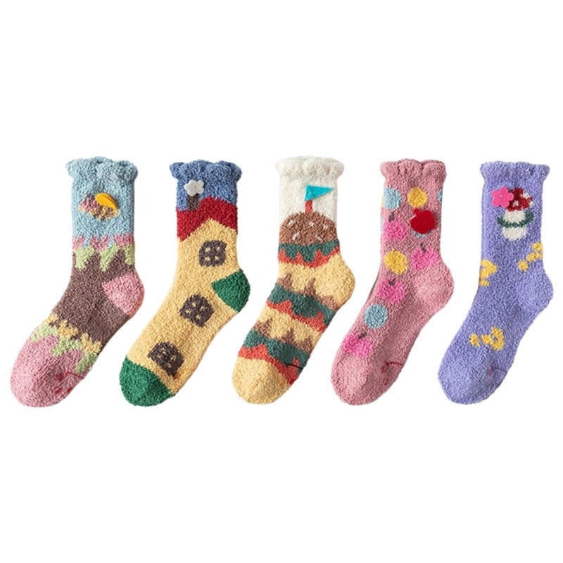 Winter Warm Fuzzy Socks Thick Thermal Soft Socks Coral Fleece Floor Sleep Socks