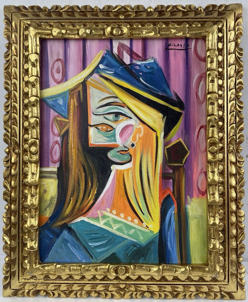 Pablo Picasso Oil On Canvas (Handmade) signed and stamped Framed