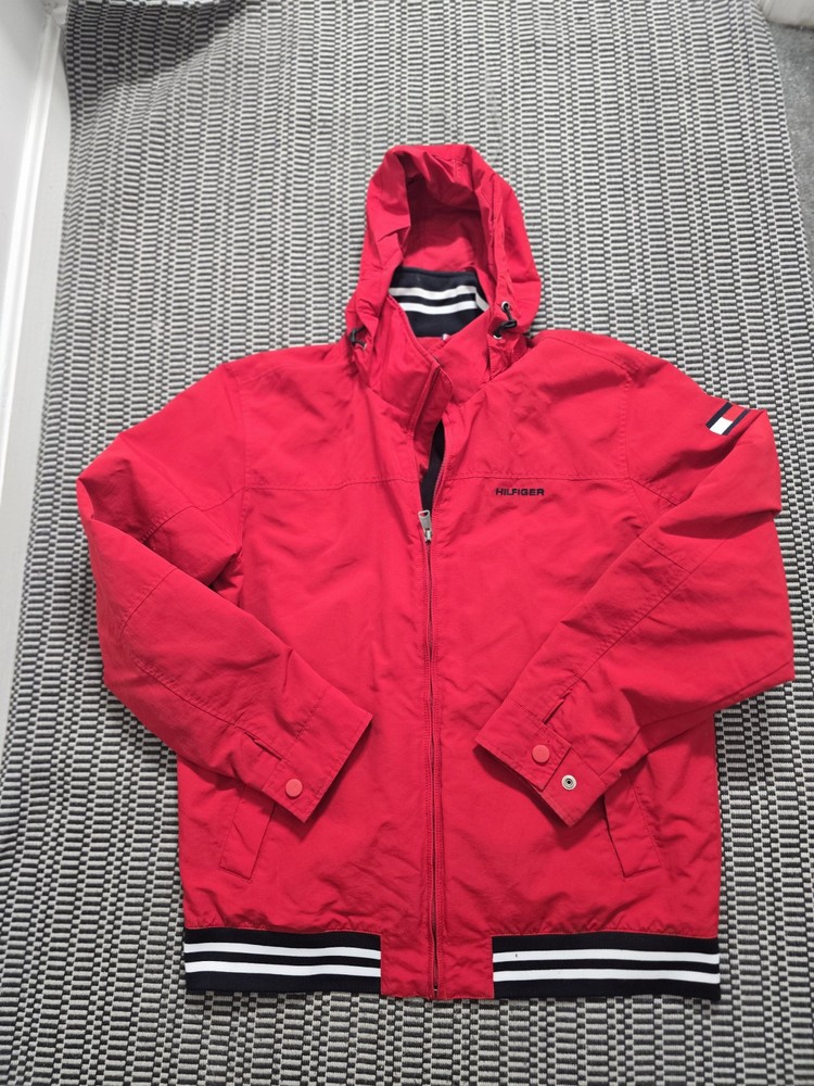 Tommy Hilfiger Men's Red Full Zip Hoodie Jacket Size Large  