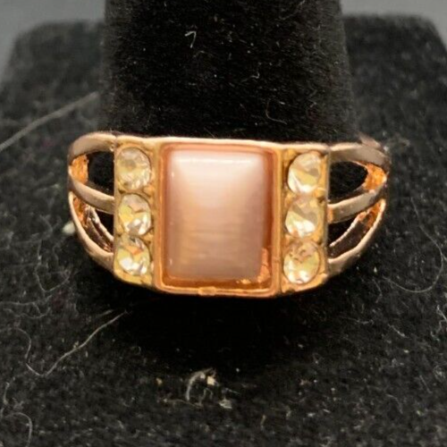 Vintage Antique Gold Tone Rhinestone CZ Ring - Size 10.5