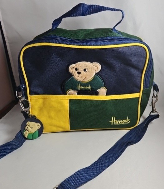 Vintage Harrods Mini Tote Bag with Teddy Bear Charm Knightsbridge