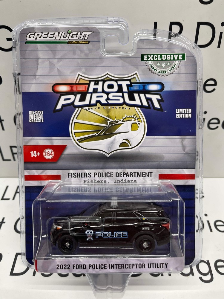 GREENLIGHT 2022 Ford Police Interceptor Fishers Indiana 1:64 Diecast Hot Pursuit