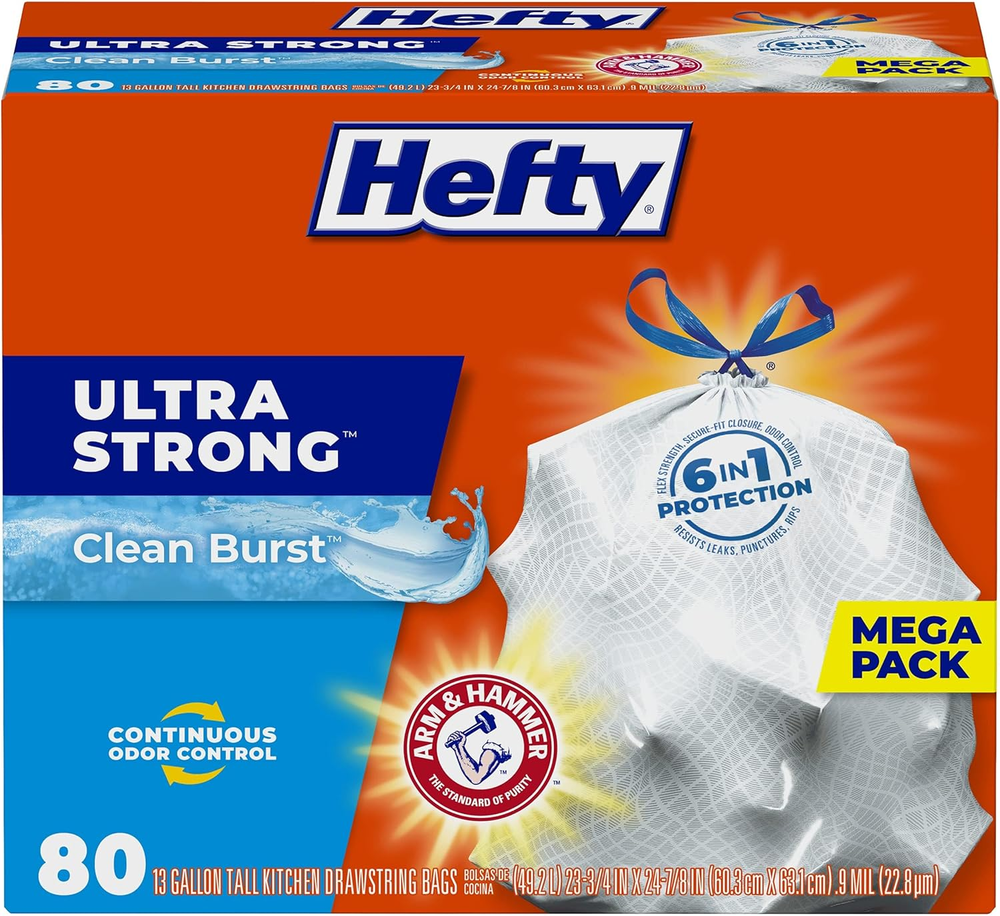 Ultra Strong 13 Gallon Trash Bags, Tall Kitchen Trash Bags 13 Gallon Size, Resis