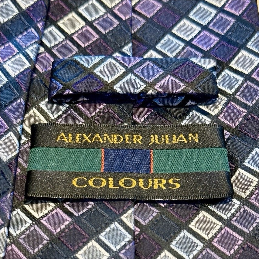 Alexander Julian Purple Blue Geometric Woven Men's Tie