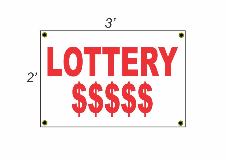 Red & White Lottery Banner Sign 2x3 Discounted Price Free Shipping