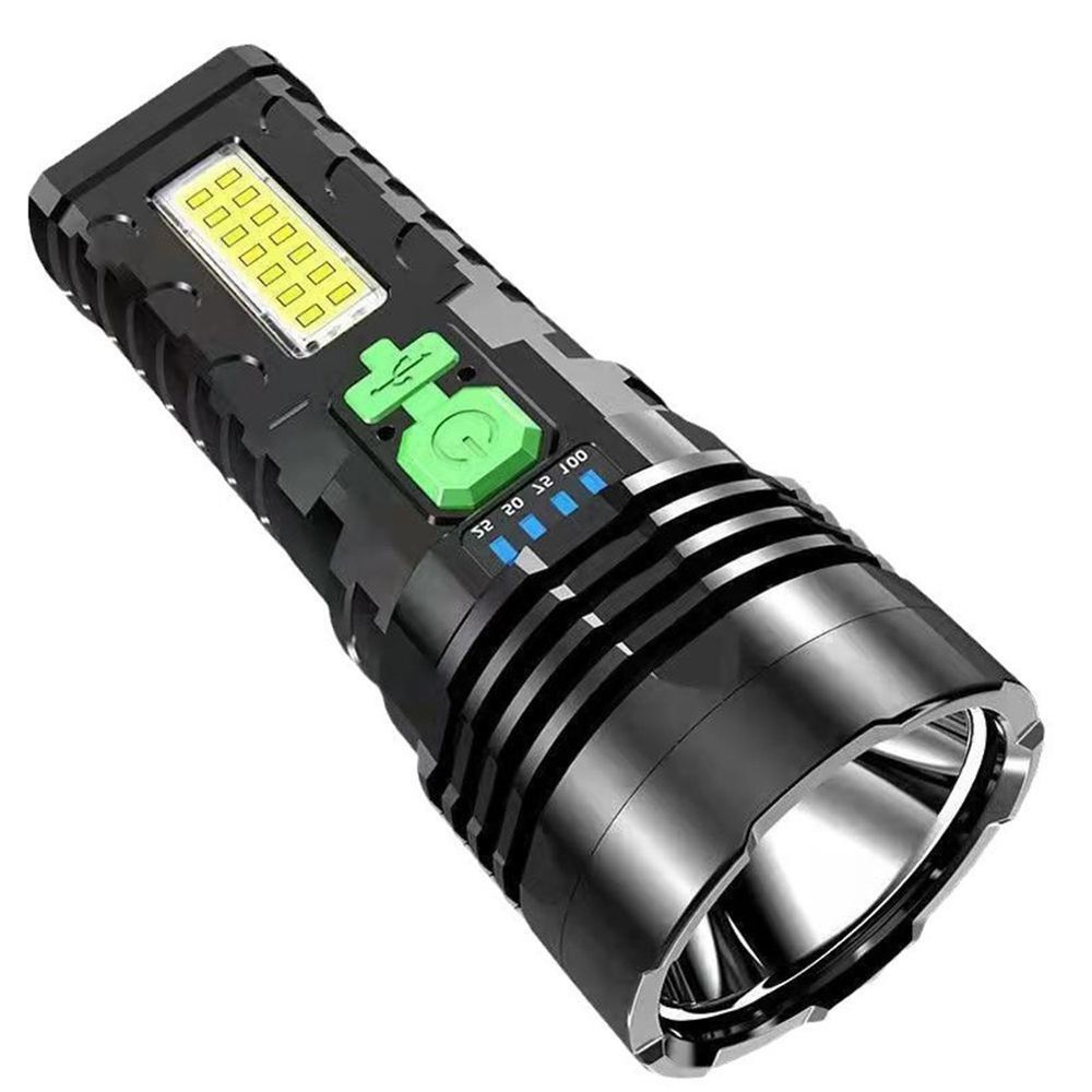 Solar Flashlight Rechargeable COB Side Light Portable LED Strong Flashligh T7N7