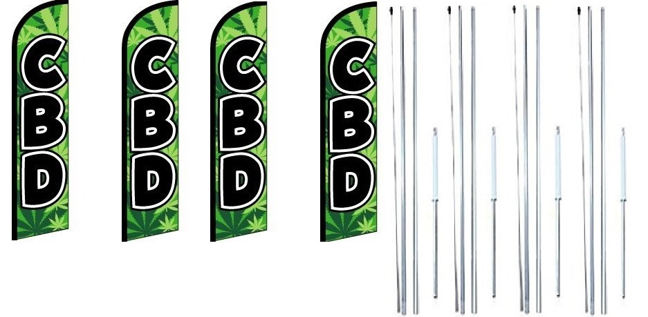 CBD Windless Flag With Complete Hybrid Pole set- 4 pack