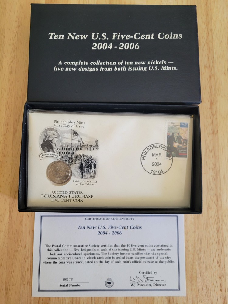 Ten New Five Cent Coins 2004-2006 With Accompanied U.s. Stamps From Location.