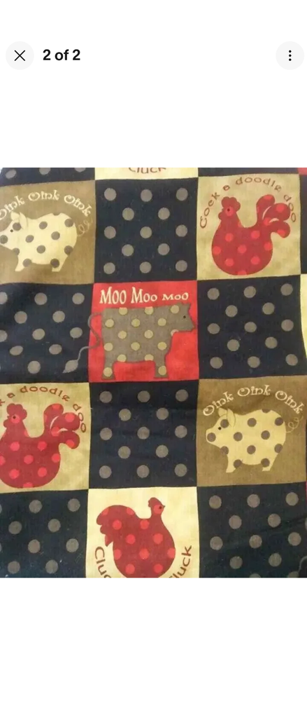 Country Farm Animal Fabric Piece for Crafts 20x14 Inch USA Made